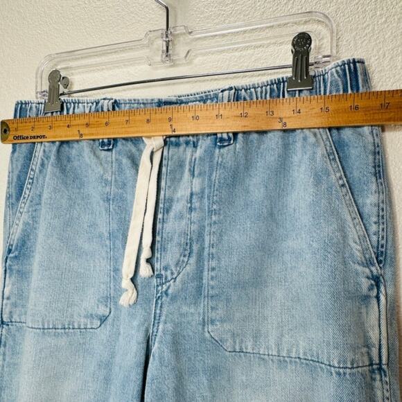 Gap Easy Jean Light Indigo Destructed Cinch Waist Cream Tie M - Picture 14 of 16